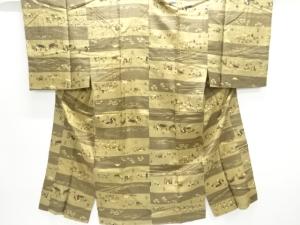 アンティーク　横段に時代人物模様男物長襦袢